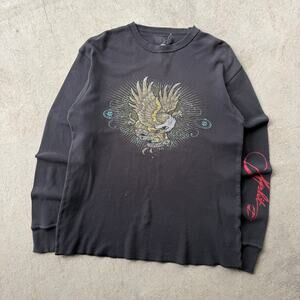 Y2K Fire "Live To Ride" Mens Black Eagle Thermal With Sleeve Hit X-L